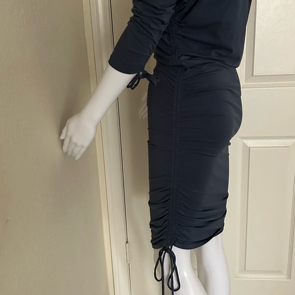 Revolve Lanston Blue Side Rouche Off The Shoulder Soft Midi Dress XS - Picture 6 of 11